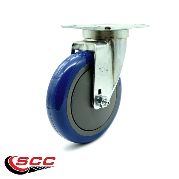 Universal Kitchen Casters - 5 Blue Poly Wheel - 4 Swivel